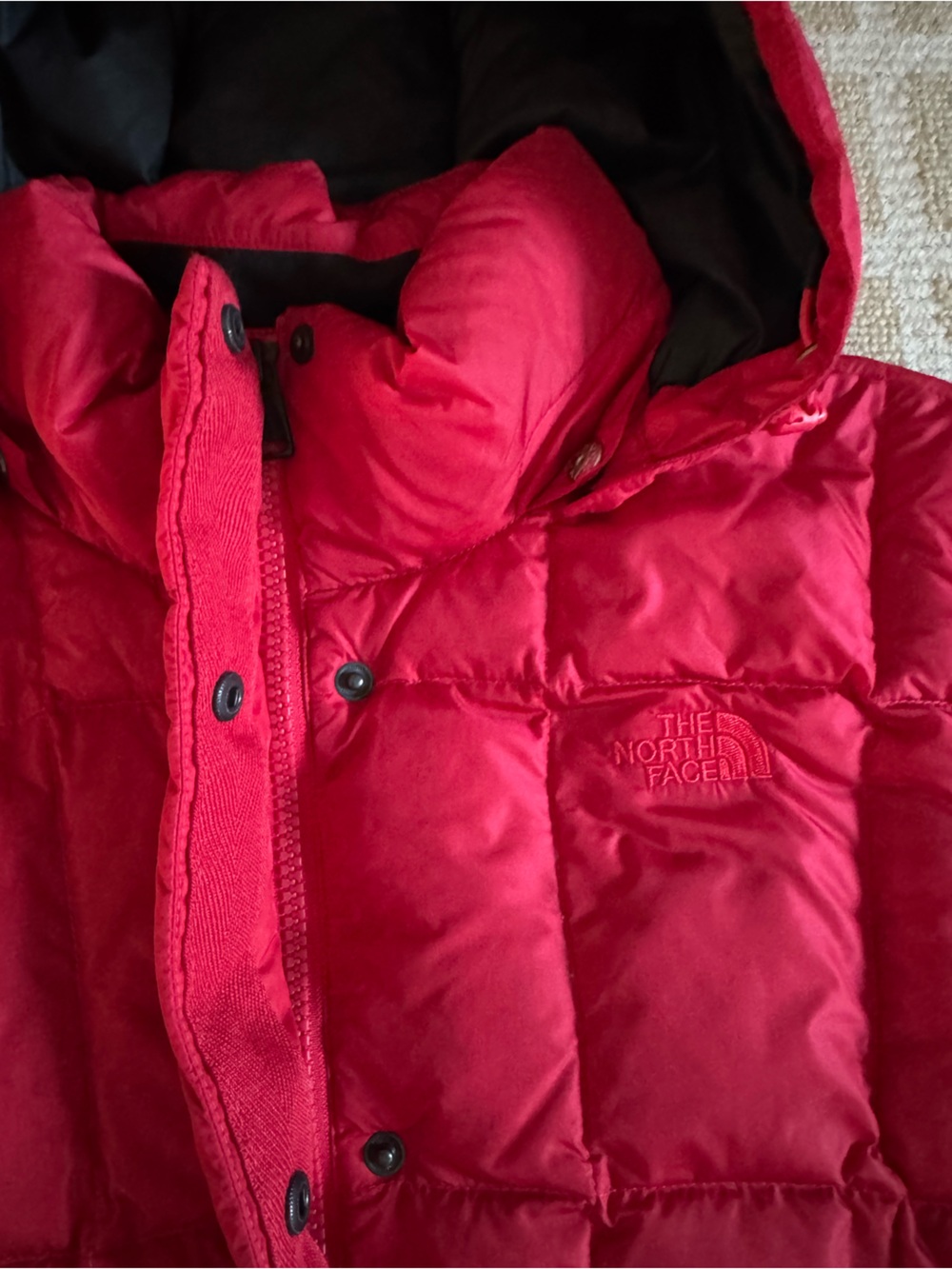 The North Face 550 Goose Down Hooded Long Puffer Winter Parka Red Size Large - Picture 11 of 14